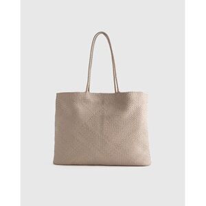 Quince Italian Leather Handwoven Tote Taupe Bags One Size